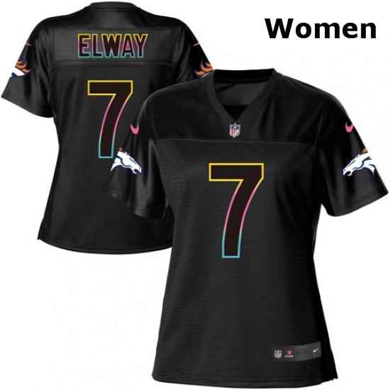Womens Nike Denver Broncos 7 John Elway Game Black Fashion NFL Jersey